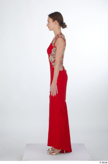 Malin a-pose black high heels sandals dressed formal red long…